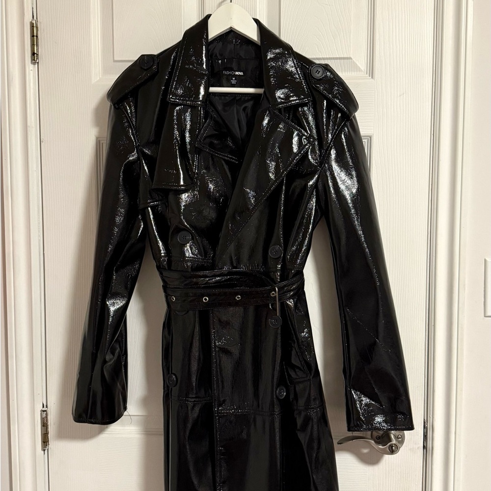 Fashion Nova Glossy Black Leather Jacket - Picture 5 of 7